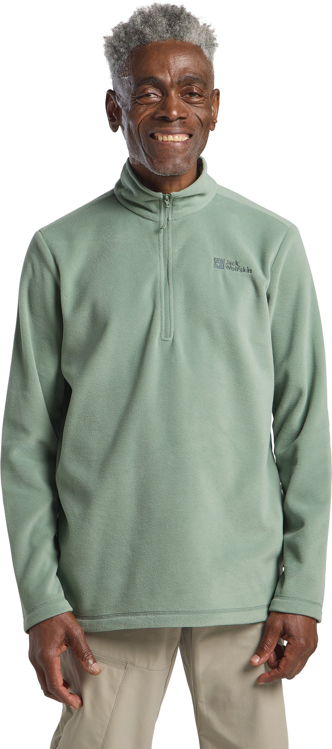 Jack Wolfskin Fleecepullover TAUNUS HZ M aus recyceltem Polyester, atmungsaktiv, grün, L (52), eucalyptus Bild von Jack Wolfskin Fleecepullover TAUNUS HZ M aus recyceltem Polyester, atmungsaktiv, grün, L (52), eucalyptus