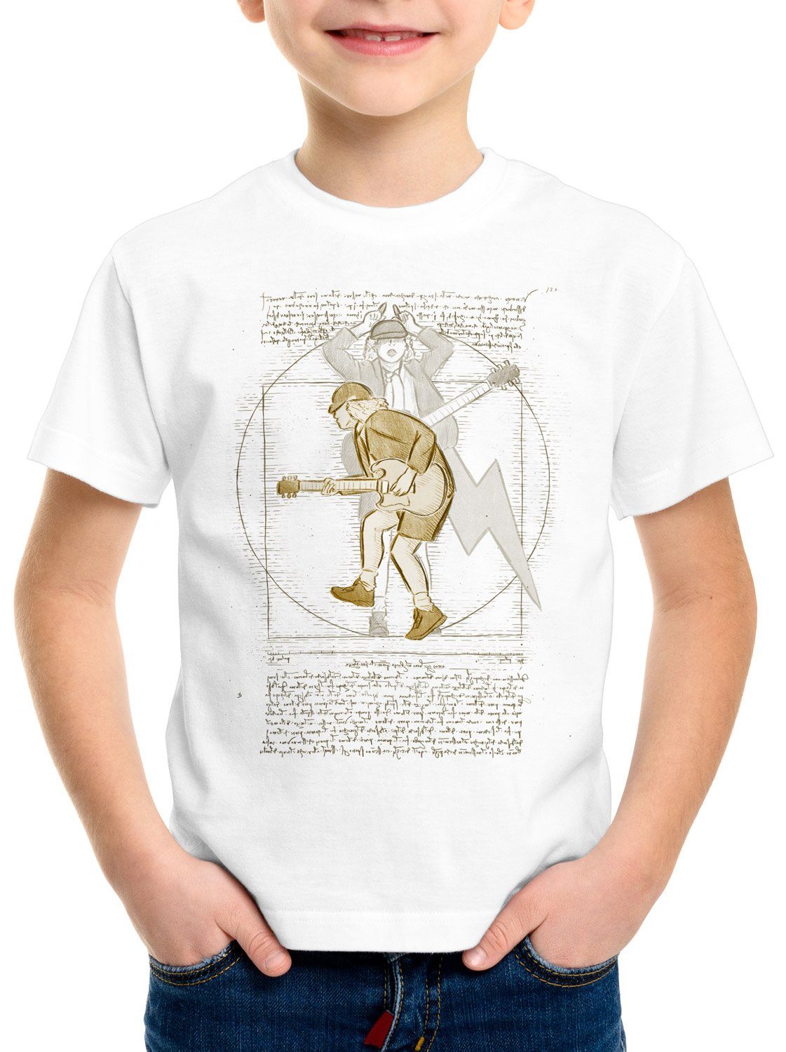 style3 T-Shirt Vitruvianischer Angus young tnt highway hard rock vinci ac-dc to hell