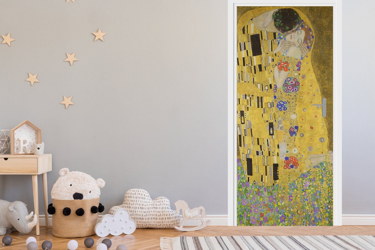 St), Tür, Klimt, cm MuchoWow Matt, - 75x205 für Kuss Türtapete Gustav Der Fototapete Türaufkleber, (1 bedruckt,