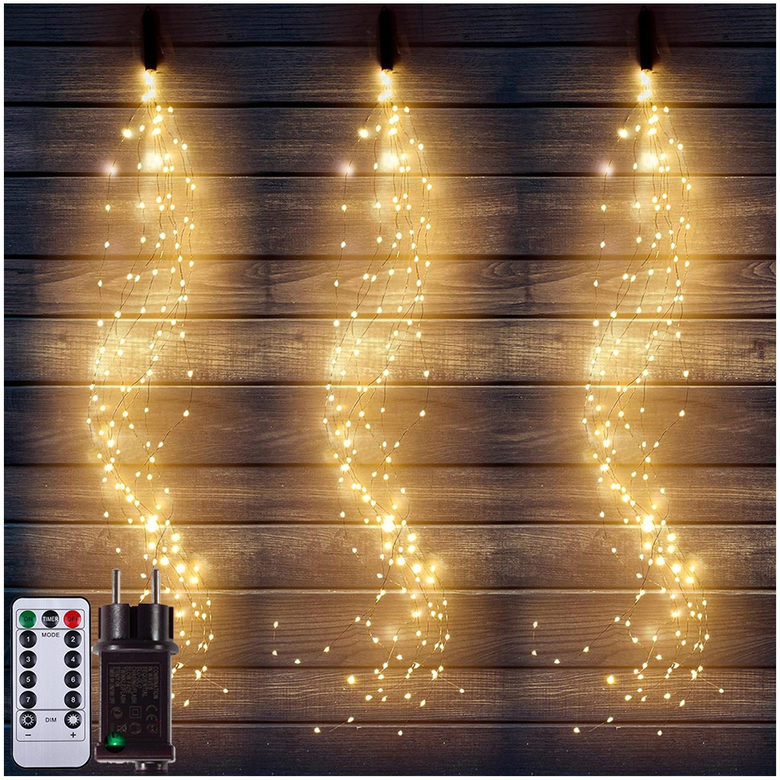 MUPOO Lichtervorhang LED Lichtvorhang 600LEDs Wasserfall-Lichterkette, günstig online kaufen