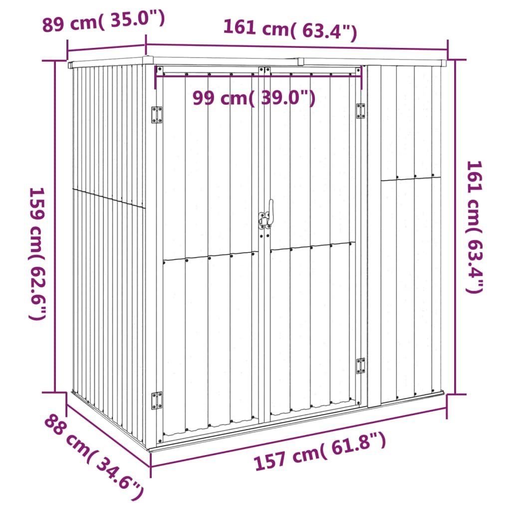 Gartenhaus Grau Gerätehaus Stahl cm vidaXL 161x89x161 Verzinkter