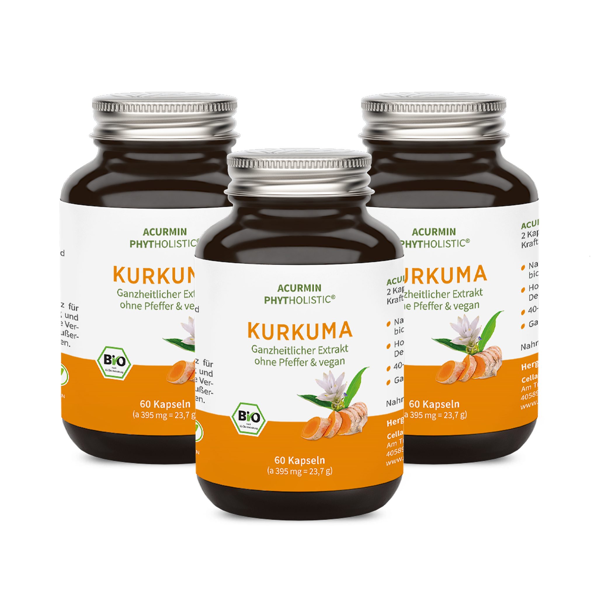 Cellavent Healthcare Stärkste Bio Kurkuma Kapseln ohne Pfeffer - Acurmin Phytholistic Kapseln