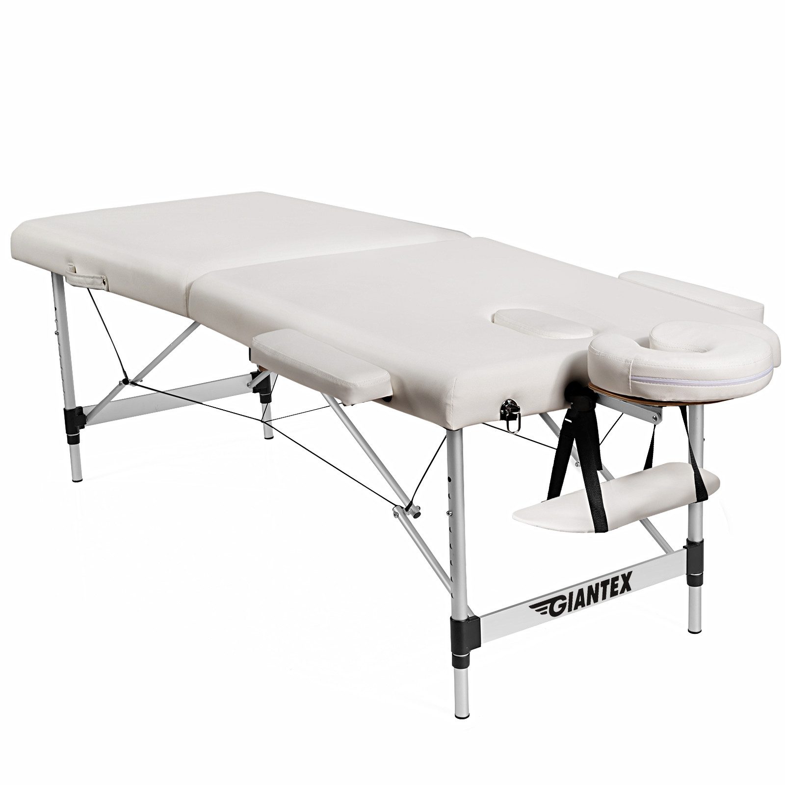 COSTWAY Massageliege, höhenverstellbar, mit abnehmbaren Kopfstützen & Armlehnen