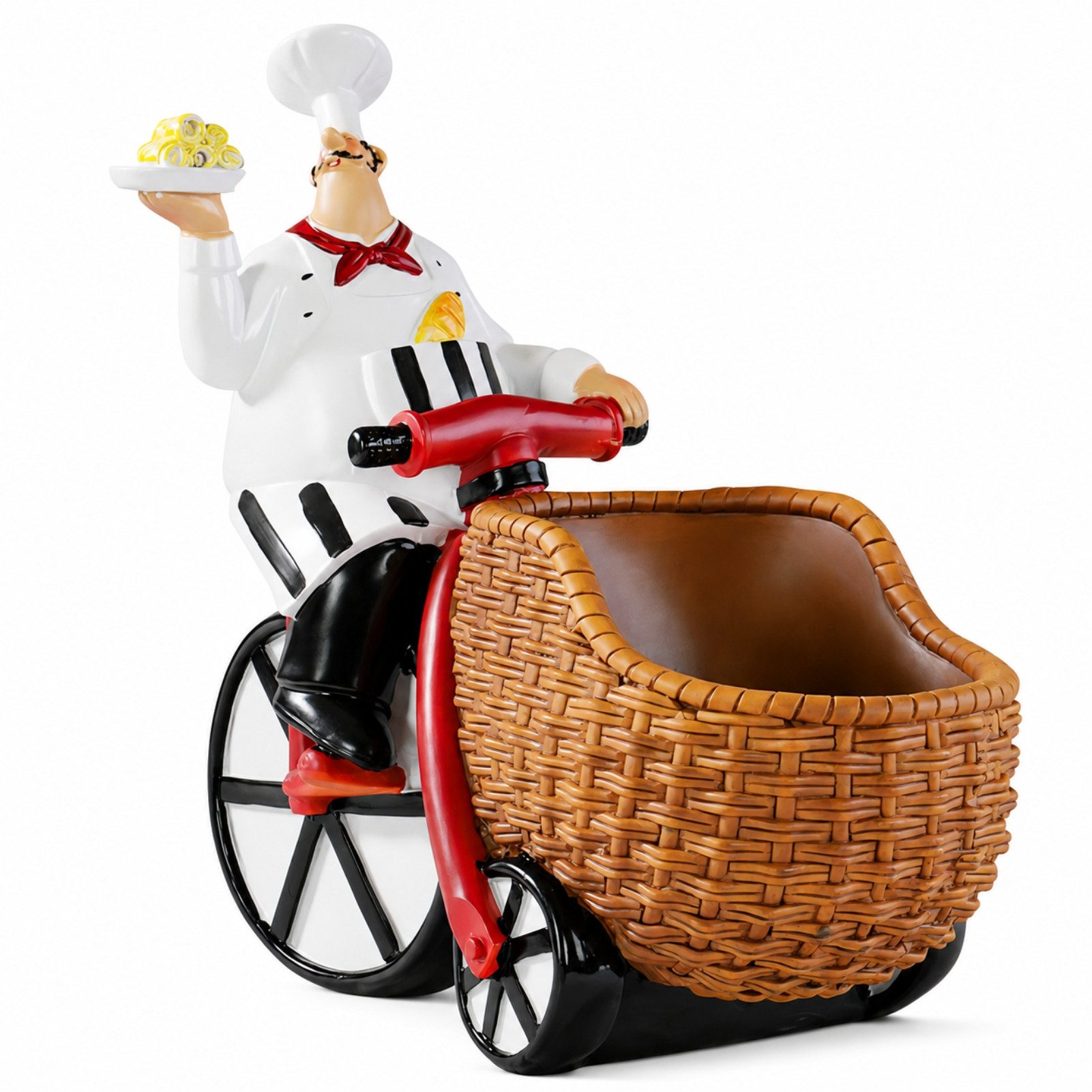 Jumpeak Weinregal Kreativer Koch Dreirad Weinregal,Harz,Wohnaccessoire,Tischdekoration, weinregal klein,zimmer deko,wein geschenk,küchen deko,koch und fahrrad