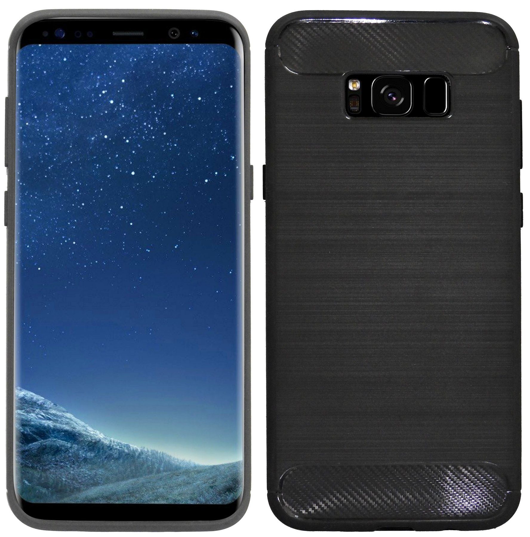 cofi1453 Handyhülle Silikon Hülle Carbon für Samsung Galaxy S8 Plus, Case Cover Schutzhülle Bumper