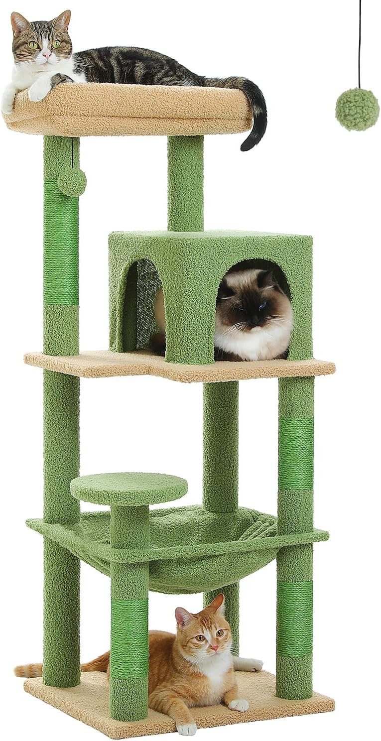 Purpurra Kratzbaum Katzenbaum mit Metall Plüsch Hängematte 116cm/ 143 cm