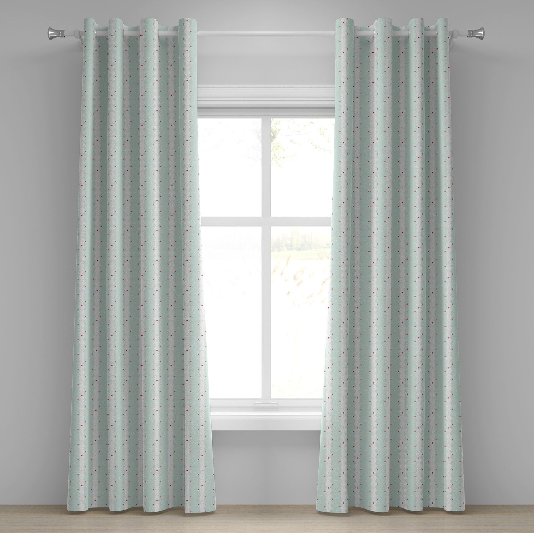 Gardine Dekorative 2-Panel-Fenstervorhänge für Schlafzimmer Wohnzimmer, Abakuhaus, Teal und Weiß Shabby Pflanze