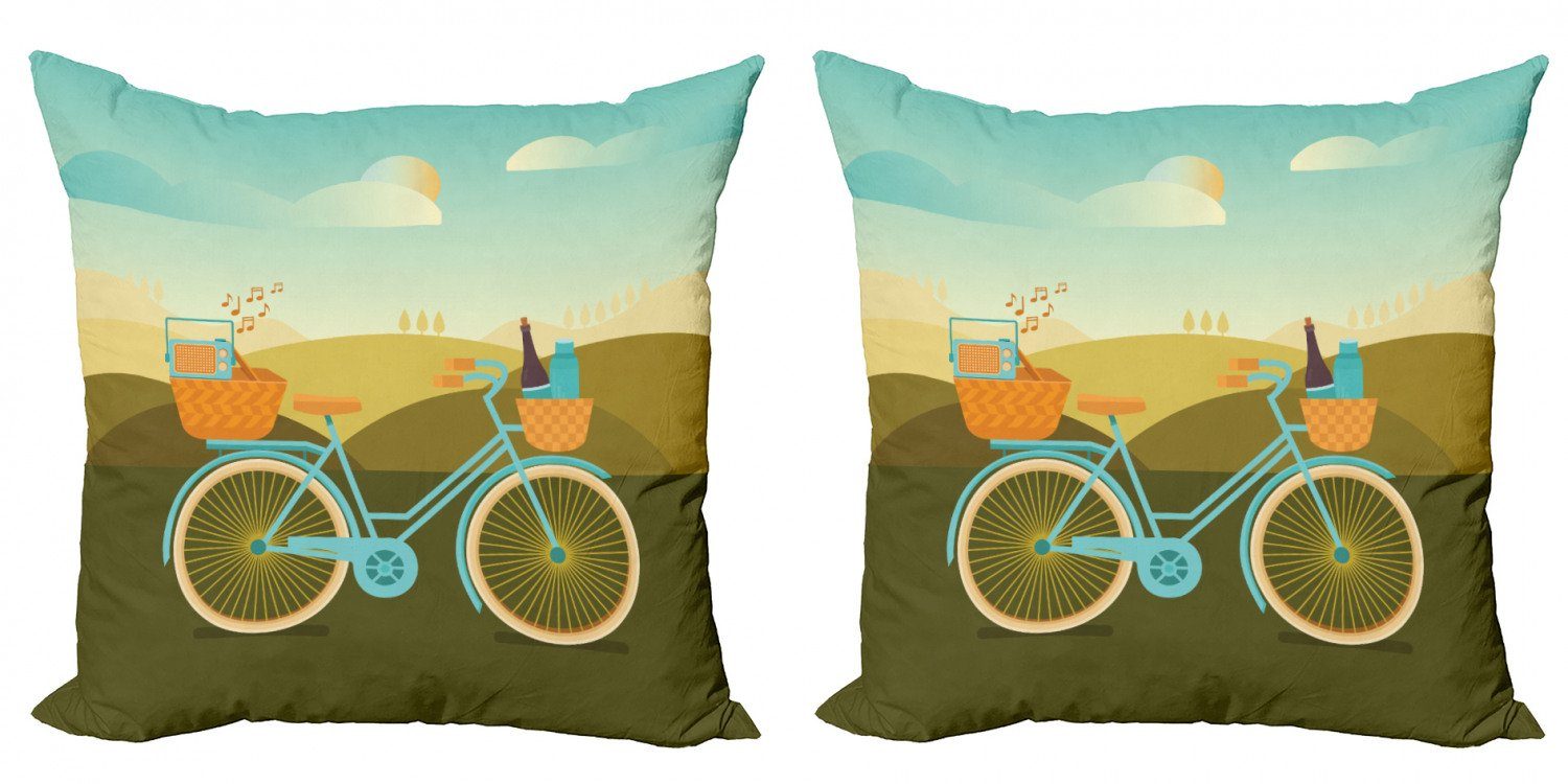 Kissenbezüge Modern Accent Doppelseitiger Digitaldruck, Abakuhaus (2 Stück), Fahrrad Camping Picknick Themed Bike
