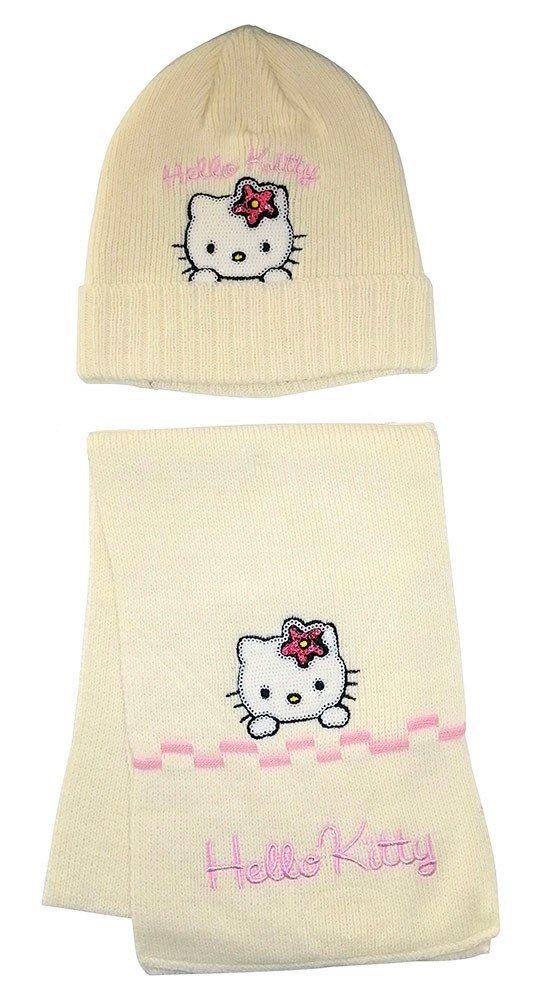 Strickmütze Hello Kitty Winter-Set mit Mütze und Schal für Mäd