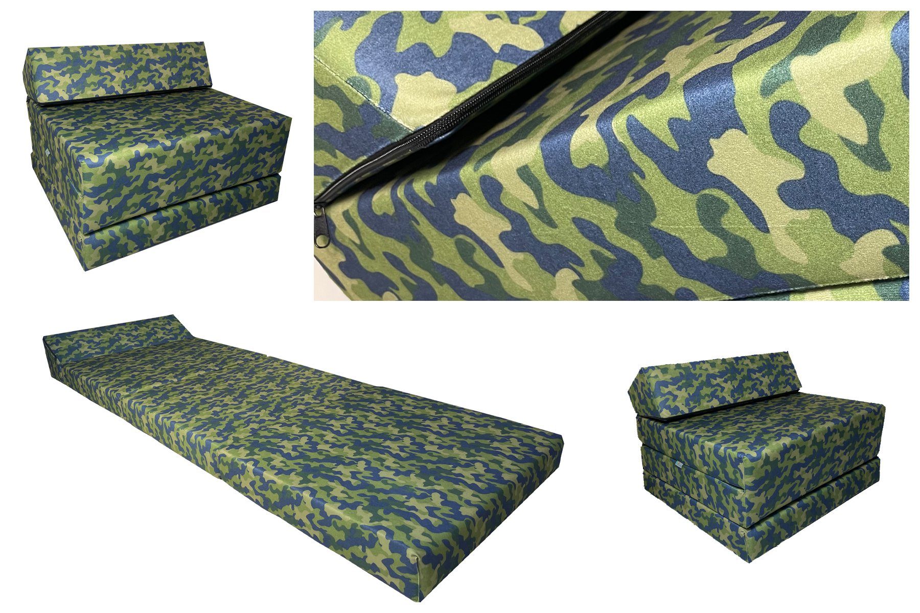 200x70x10cm, Klappmatratze Kopfteil "CAMO" FORTISLINE Größe Blau Gästematratze mit Klappmatratze