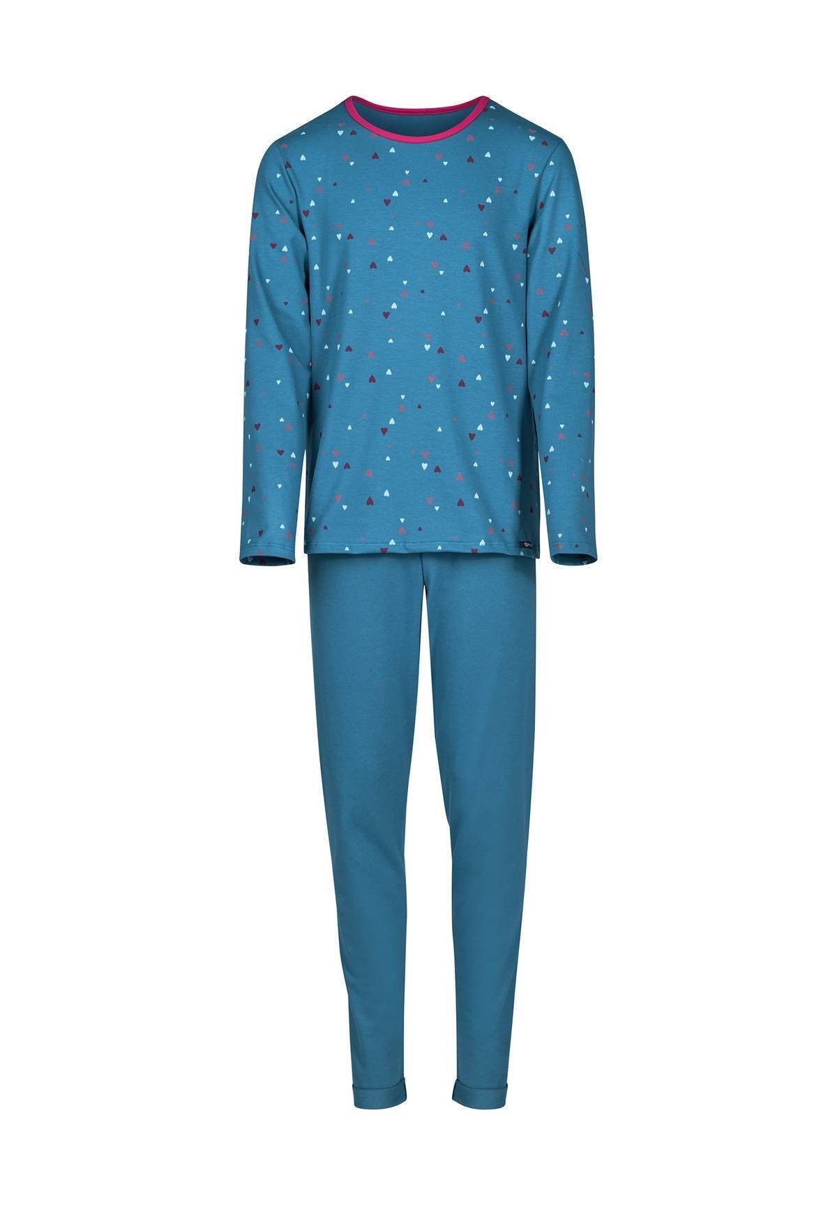 Kinder, Set lang, - 2-tlg. Skiny Mädchen Pyjama Blau Schlafanzug