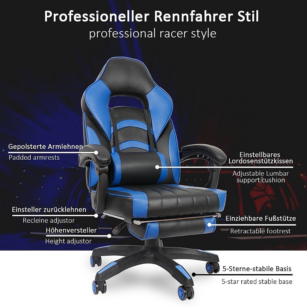 Melko (Stück) Blau Chefsessel Bürostuhl Schreibtischstuhl Computerstuhl Gaming-Stuhl Gamingstuhl