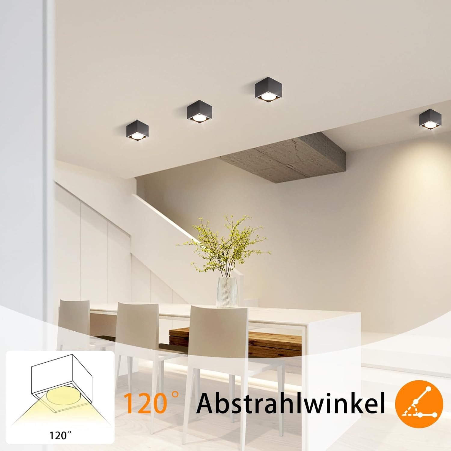 ZMH Deckenspots 1/2 Flammig Modern Deckenstrahler- GX53 Schwenkbar Wohnzimmer, ohne Leuchtmittel, Modern Eckig Spots Deckenleuchte Aufbauleuchte für Küche