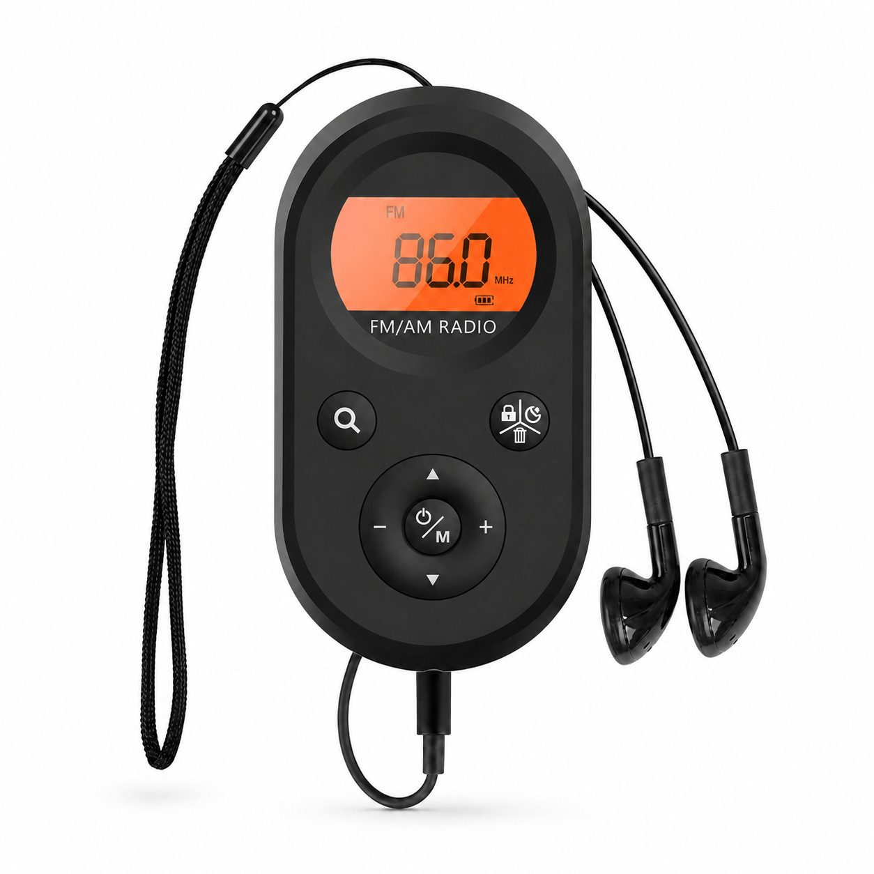 Tekoo Mini Taschenradio UKW/MW, Akku & Kopfhörer, für Sport & Joggen Radio (UKW (FM), MW (AM), Automatischer Sendersuchlauf, Senderspeicher, DSP-Filterchip, Sleep-Timer, Soft-Orange Hintergrundbeleuchtung)