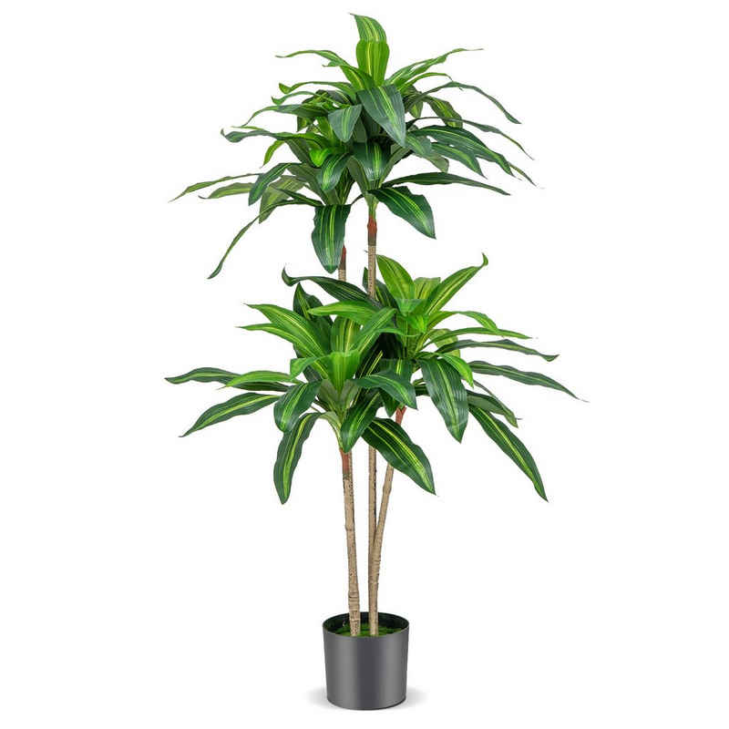 Kunstpflanze, COSTWAY, Höhe 140 cm, Künstliche Dracena mit Topf, 92 Blättern