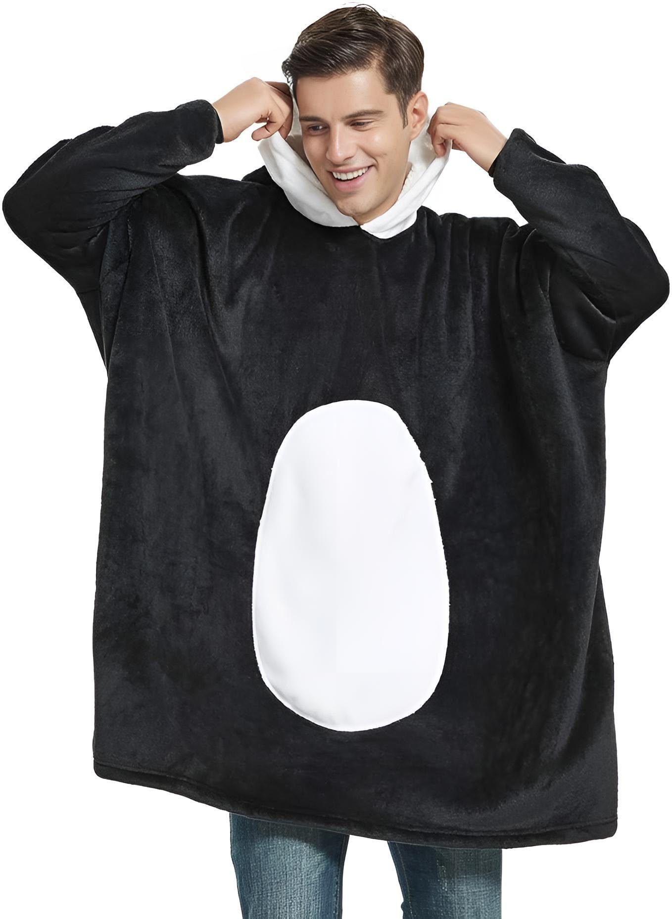 Diyarts Kapuzenpullover (Doppellagiges Acryl-Design, Decke mit Ärmel, Cosplay Pullover, Flauschiges Pyjama, Panda) Premium-Material, Tiermotiv und Pflegeleichtigkeit