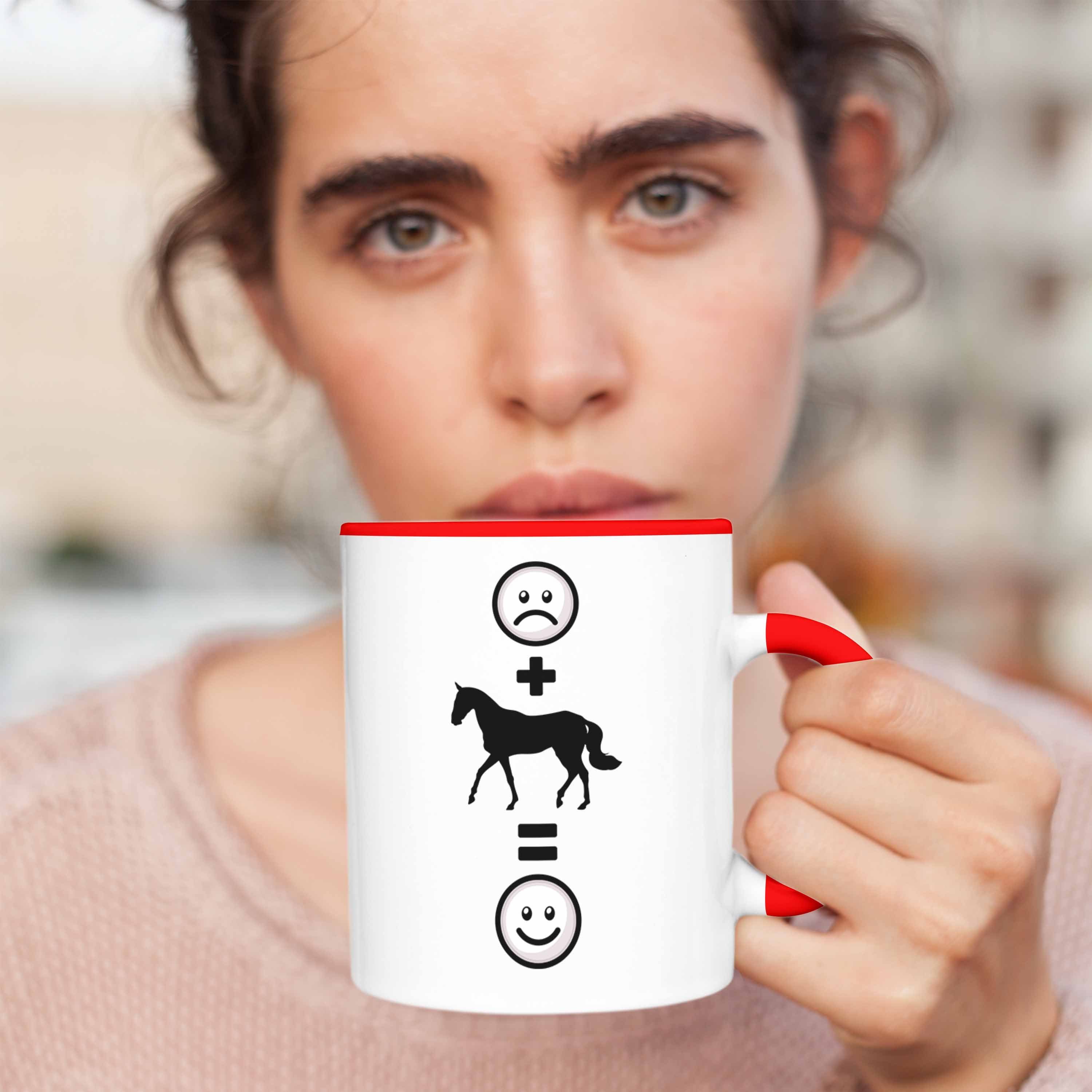 Trendation Tasse Pferde Reiten Tasse Reiterin Geschenk für Rot :(Pferd Pferdeliebhaber
