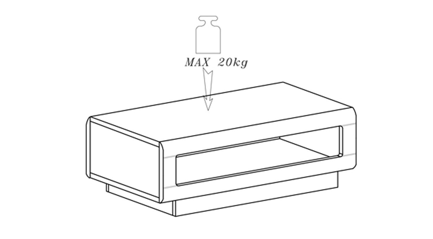 Helvetia Couchtisch Toro (1 Couchtisch, 1-St., ohne Beleuchtung), 641x60x142cm weiß / weiß Hochglanz 1 Teilig