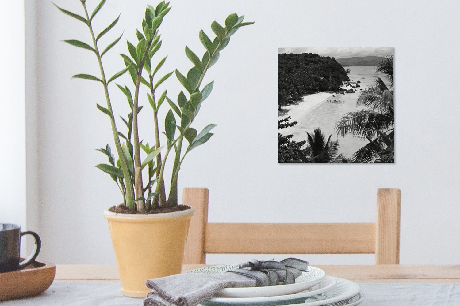 St), weiße Insel Strände weiß, auf und der OneMillionCanvasses® und für Wohnzimmer schwarz Natur Boracay Leinwand Schlafzimmer Grüne (1 Bilder - Leinwandbild
