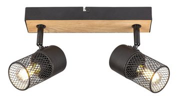 Rabalux LED Deckenspots "Metta" 2-flammig, Holz, schwarz+braun, rund, E14, ø60mm, mit Leuchtmittel