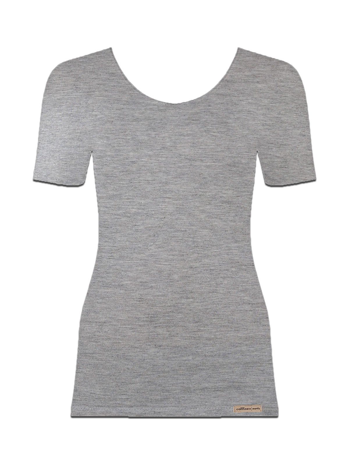 Unterhemd Baumwoll COMAZO grau-melange Damen (Stück, Vegan Arm 1-St) Shirt Unterhemd 1/4