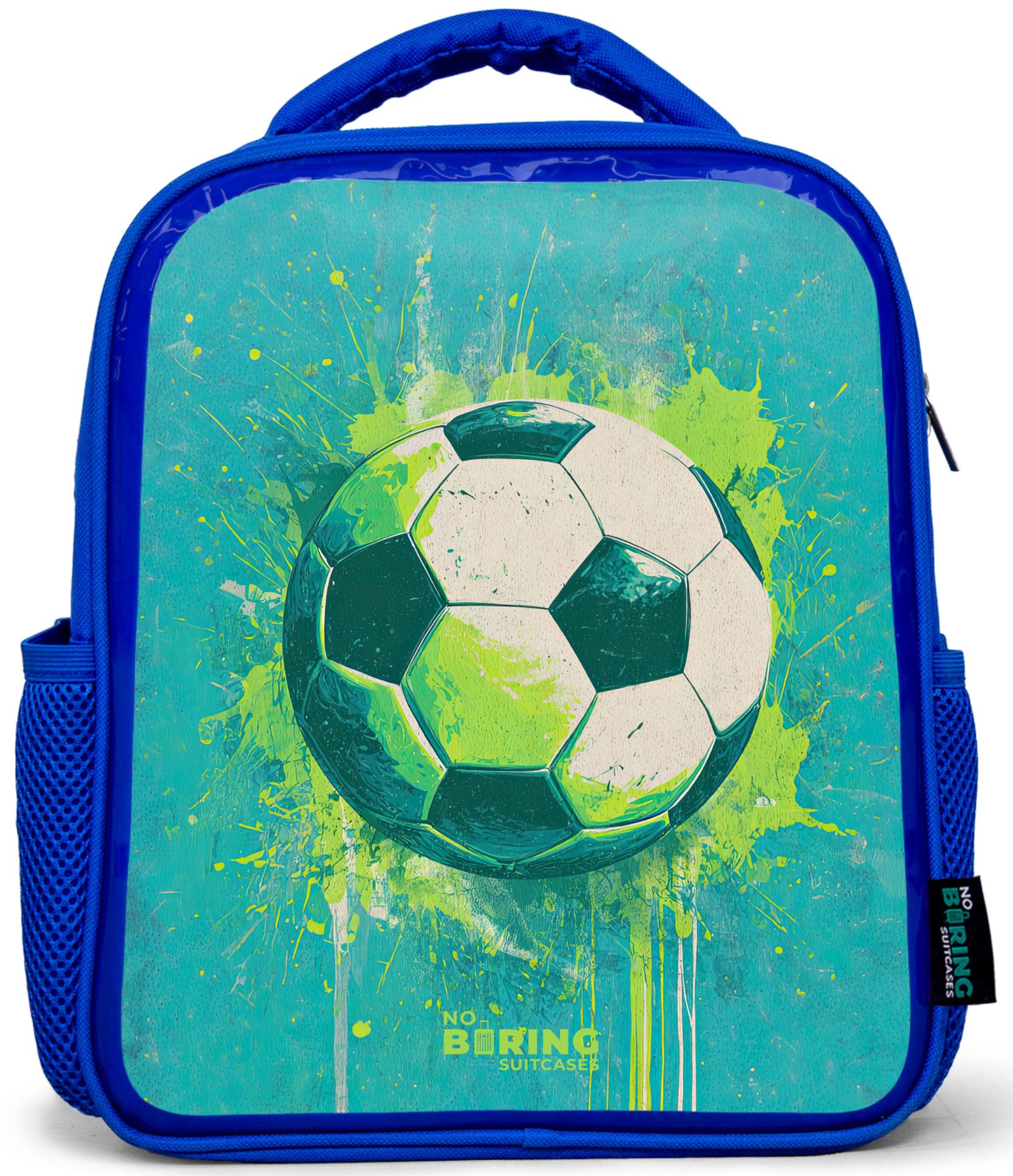 Rucksack Blau - Fußball - Farbspritzer - Grün - Blau