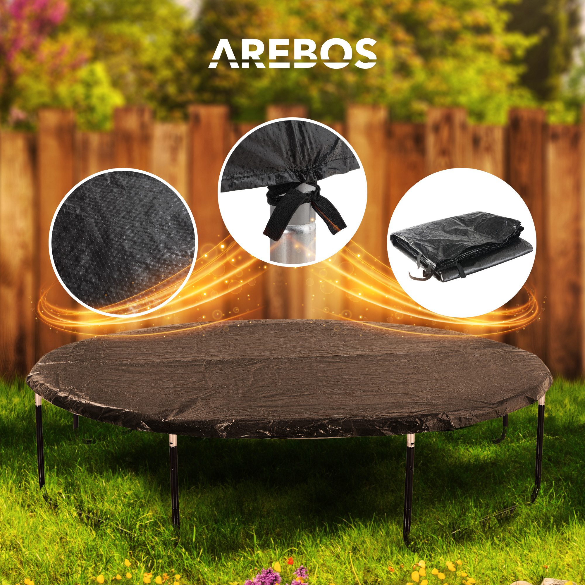 Arebos Trampolin-Abdeckplane UV-beständig, Witterungsfest, Regenschutz, Staubschutz (Packung)