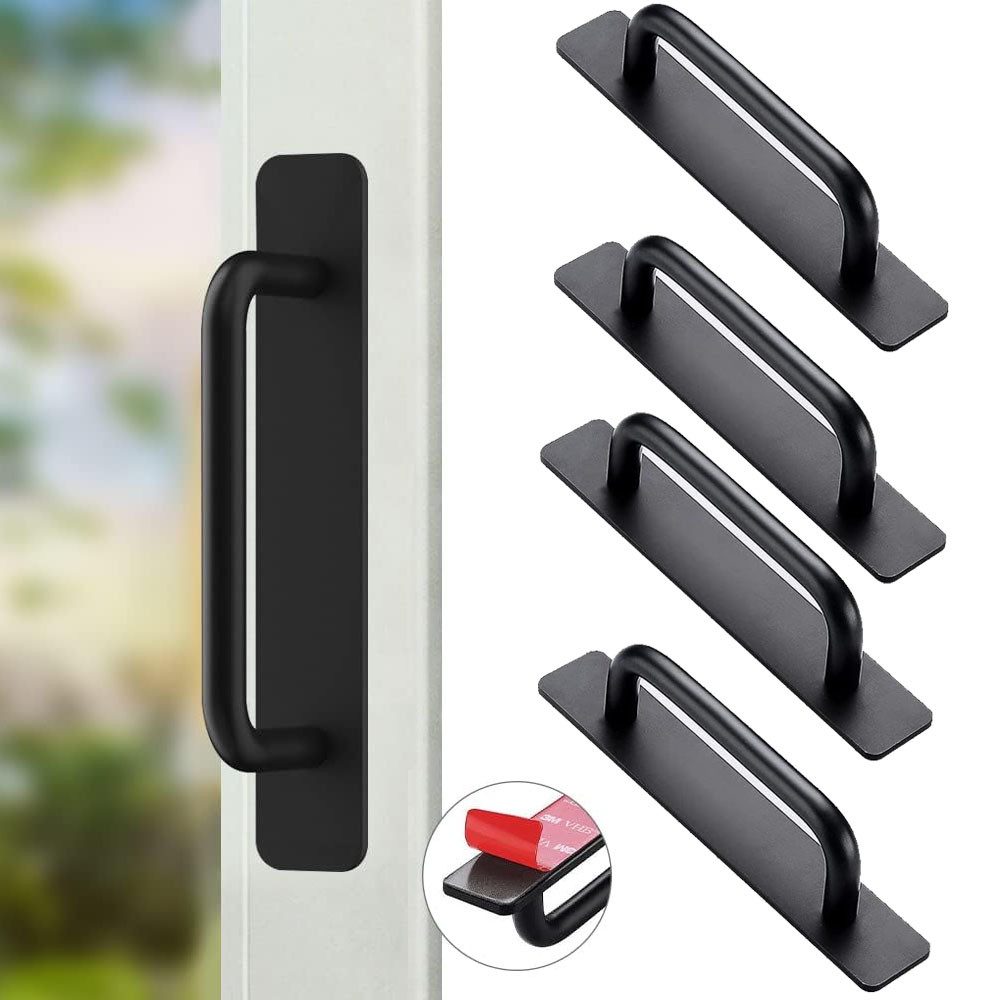 TUWENA Möbelgriff 4 Stück Selbstklebende Möbelgriffe, Aluminium Schrankgriffe Türgriffe, Schubladengriffe für Kleiderschrank, Küche, Schiebetür, Balkontür