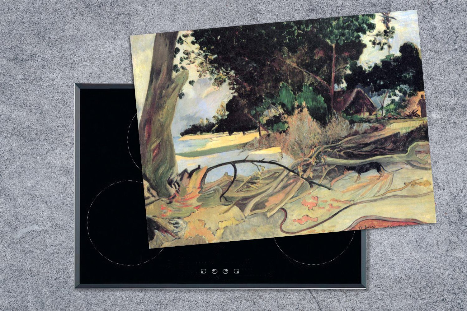 MuchoWow Herdblende-/Abdeckplatte Der Gemälde nutzbar, Mobile Arbeitsfläche tlg), Hibiskusbaum (1 70x52 Paul von cm, - Ceranfeldabdeckung Gauguin, Vinyl