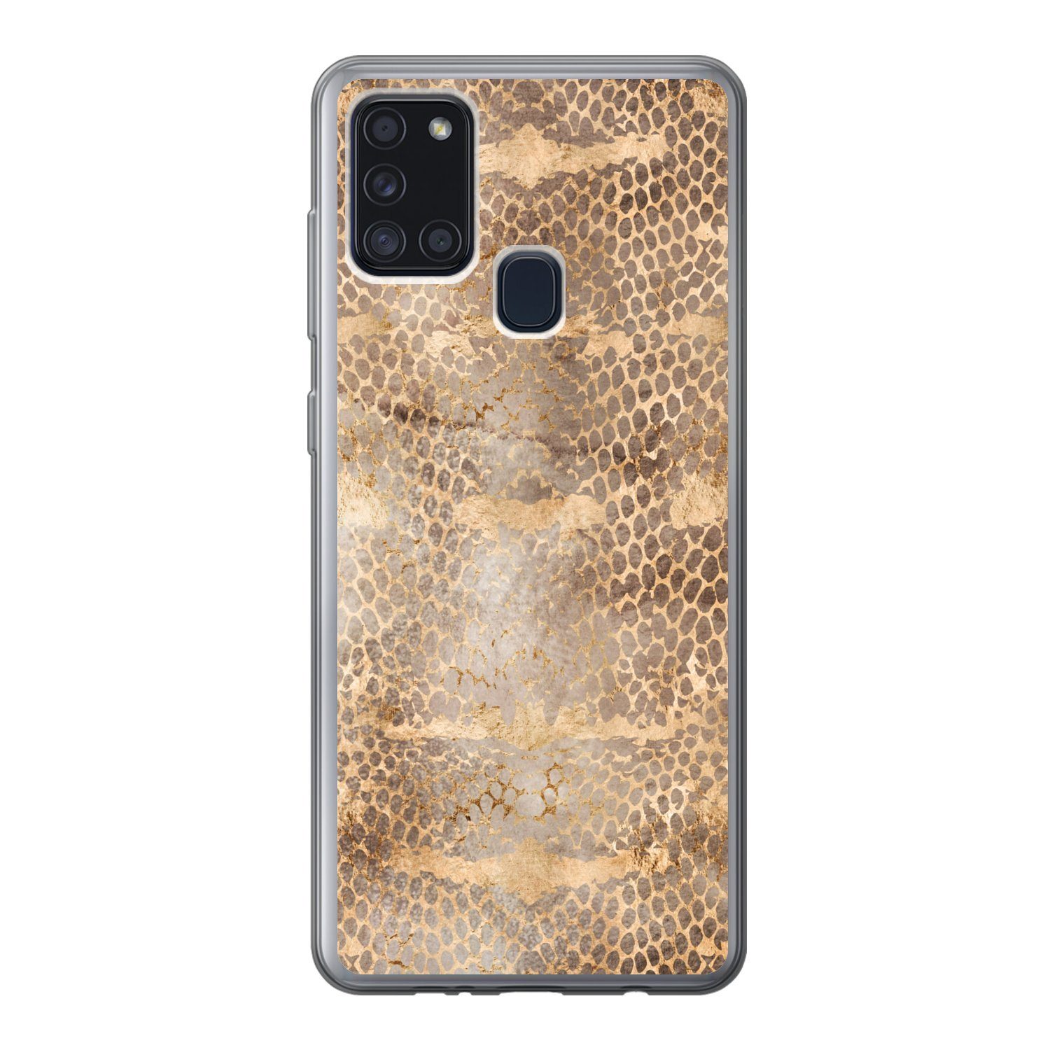 Handyhülle für Samsung Galaxy A21s Schlangendruck - Gold - Braun