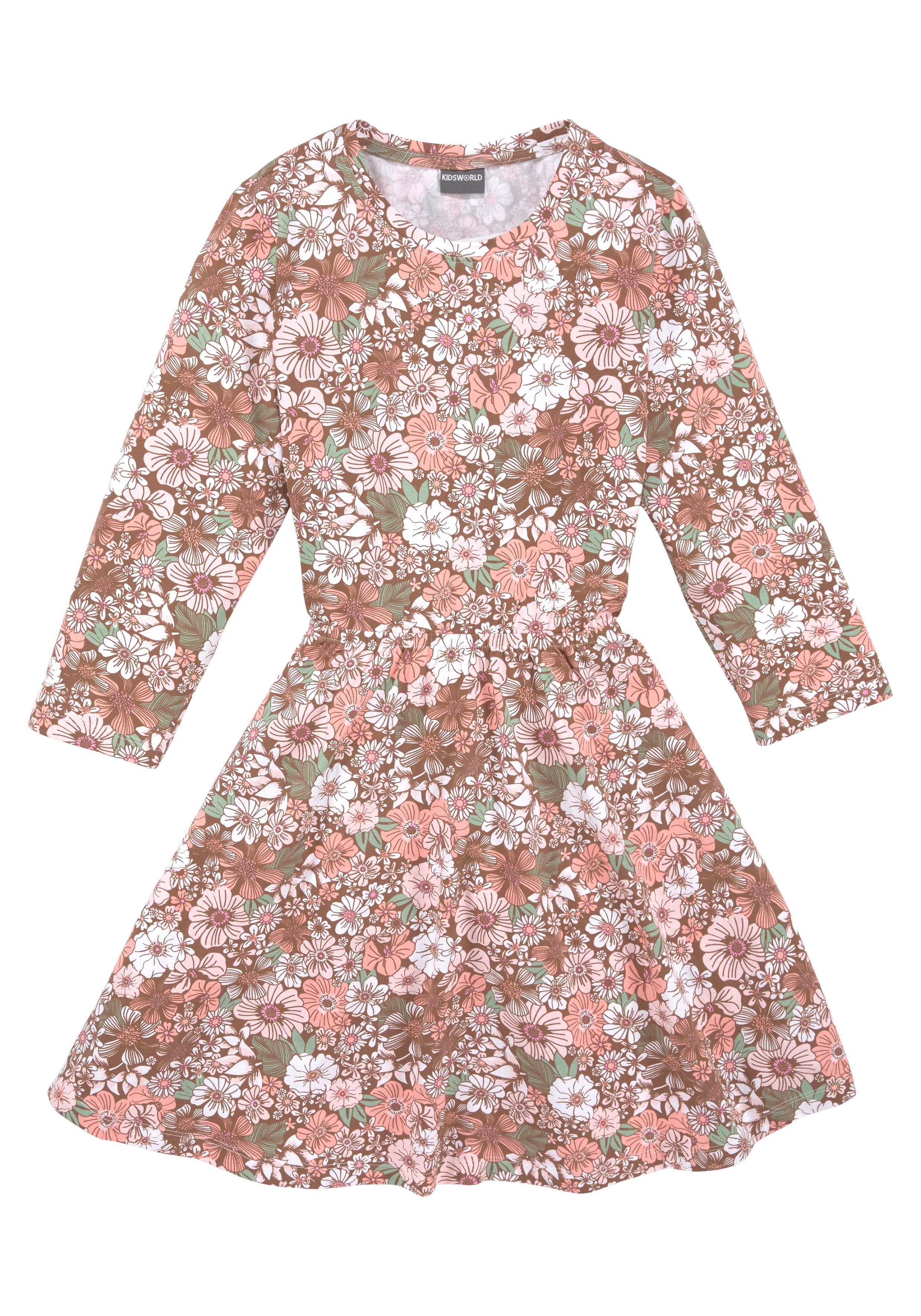 KIDSWORLD Skaterkleid 3/4 mit Arm, bedruckt Blumen