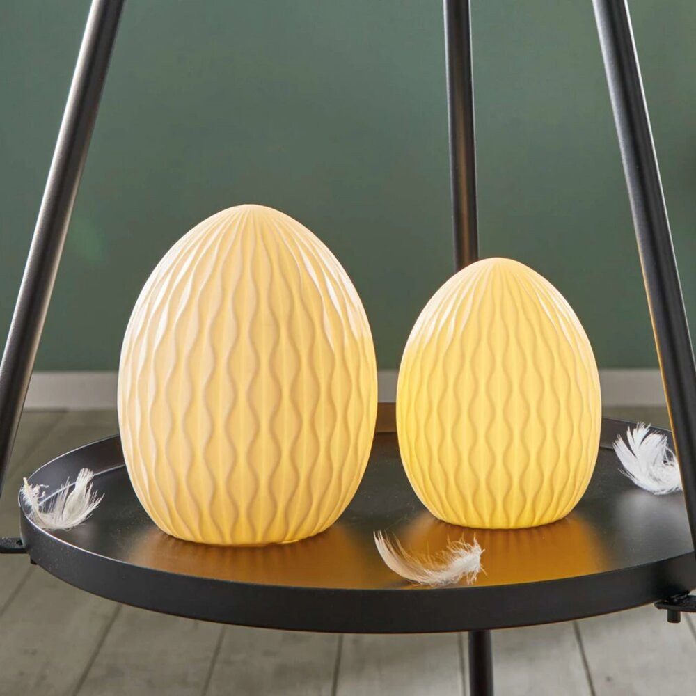 Home-trends24.de Osterfigur LED Ei Osterei Ostereier Weiß Figur Ostern Deko Modern 2er Set (2 St), Ostern