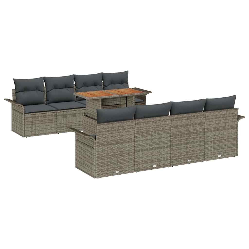 vidaXL Loungesofa Gartensofa-set mit Kissen 7 pcs Grau Poly-Rattan, 7 Teile