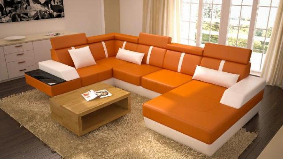 Sofas, Made Couch JVmoebel Wohnlandschaft in Ledersofa Eckcouch Ecksofa Polster Sofa Designer Europe