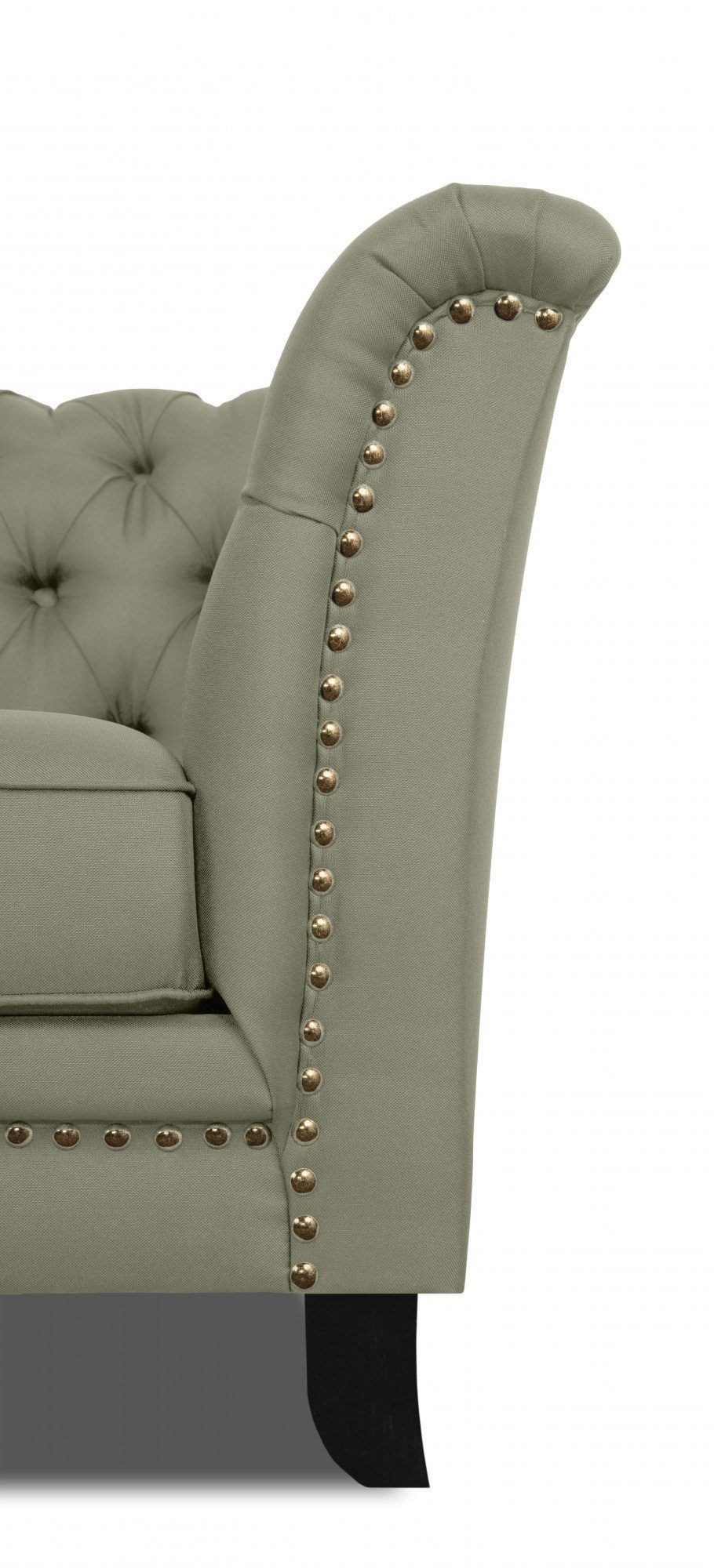 und 2-Sitzer Design mit Knopfheftung Nietenbesatz Lynelle, Leonique typischer Chesterfield