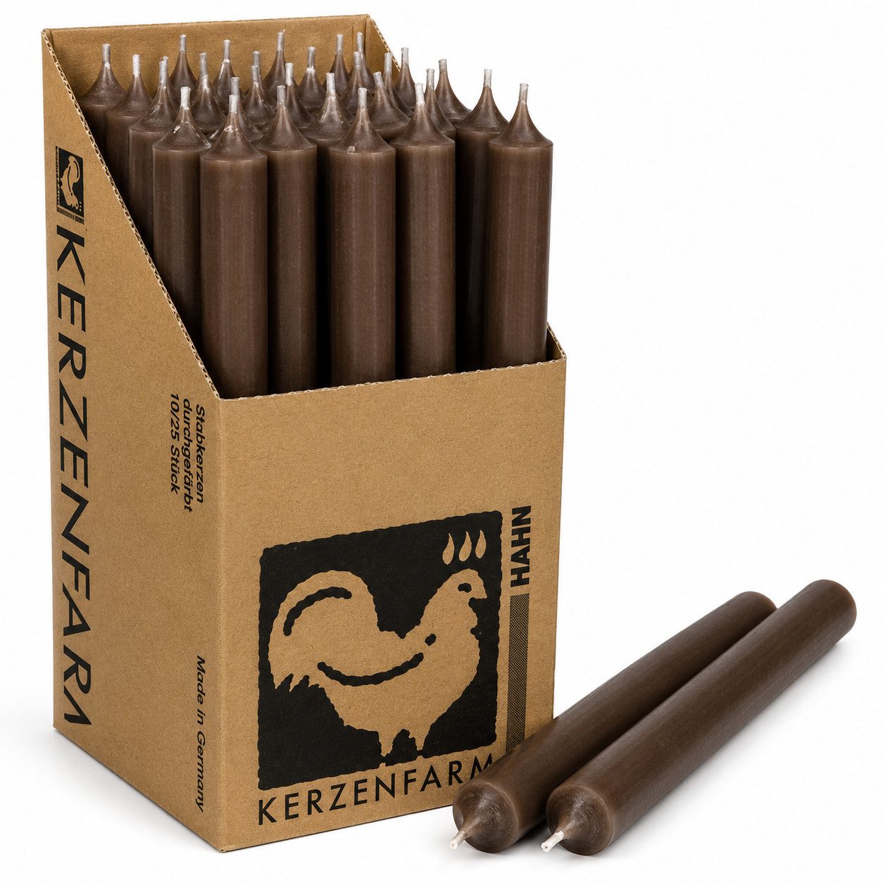 Hahn Kerzenfarm Spitzkerze Otto Extra lange Stabkerzen Braun
