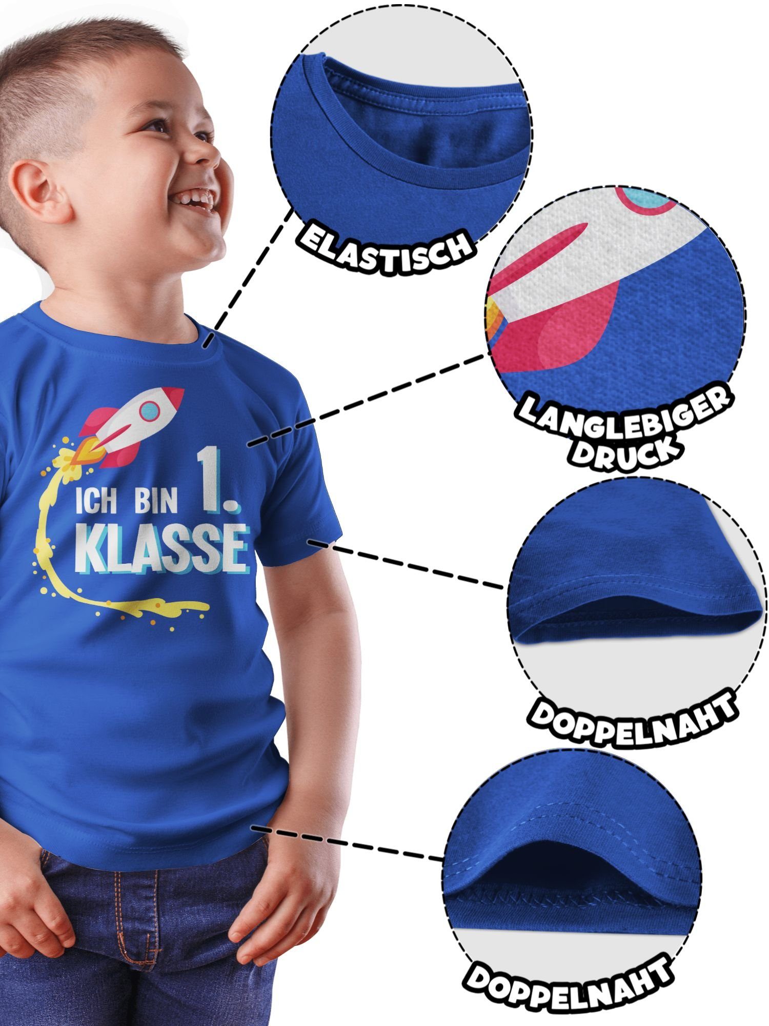 Geschenke Junge Royalblau Shirtracer 1. bin Einschulung Schulanfang Rakete Ich 1 Klasse T-Shirt