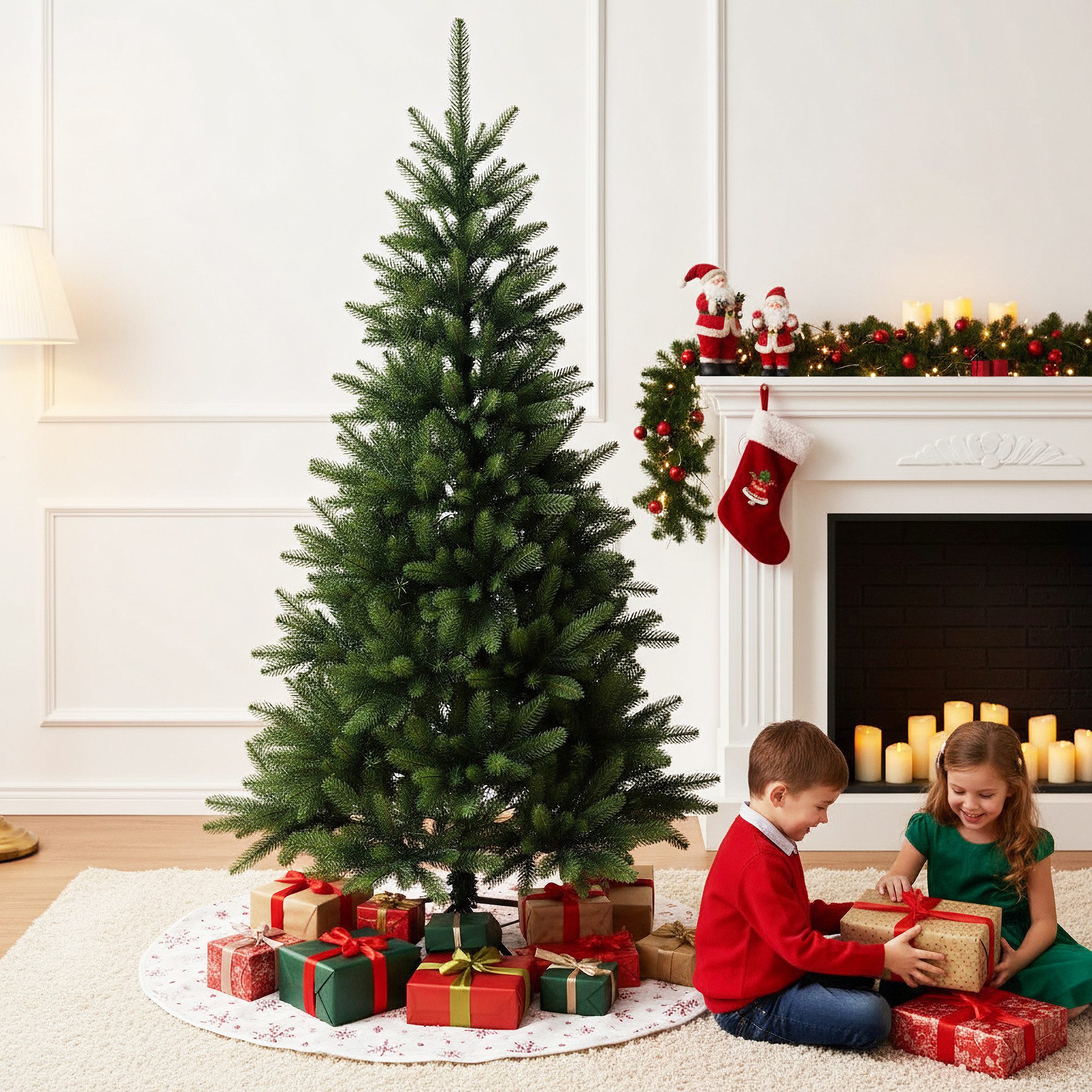 Arnusa Künstlicher Weihnachtsbaum Spritzguss Premium wie echt mit Klappsystem und Tasche Naturgetreu, Edeltanne, tolle Qualität 150 cm Höhe und 1093 Spitzen