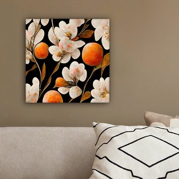 OneMillionCanvasses® Leinwandbild Blumen - Weiß - Orange - Natur, (1 St), Leinwand Bilder für Wohnzimmer Schlafzimmer, 20x20 cm