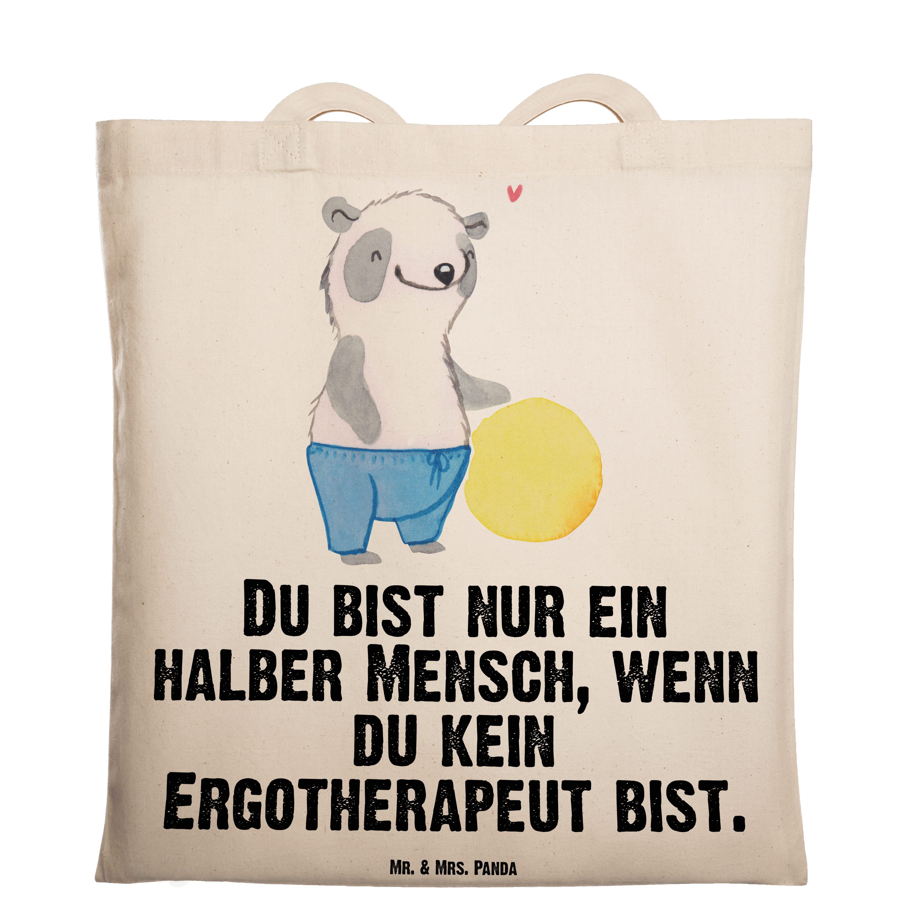 (1-tlg) Ergotherapeut Mr. - Transparent mit Mrs. Beuteltasche, Geschenk, - Panda Herz & Tragetasche Kolleg