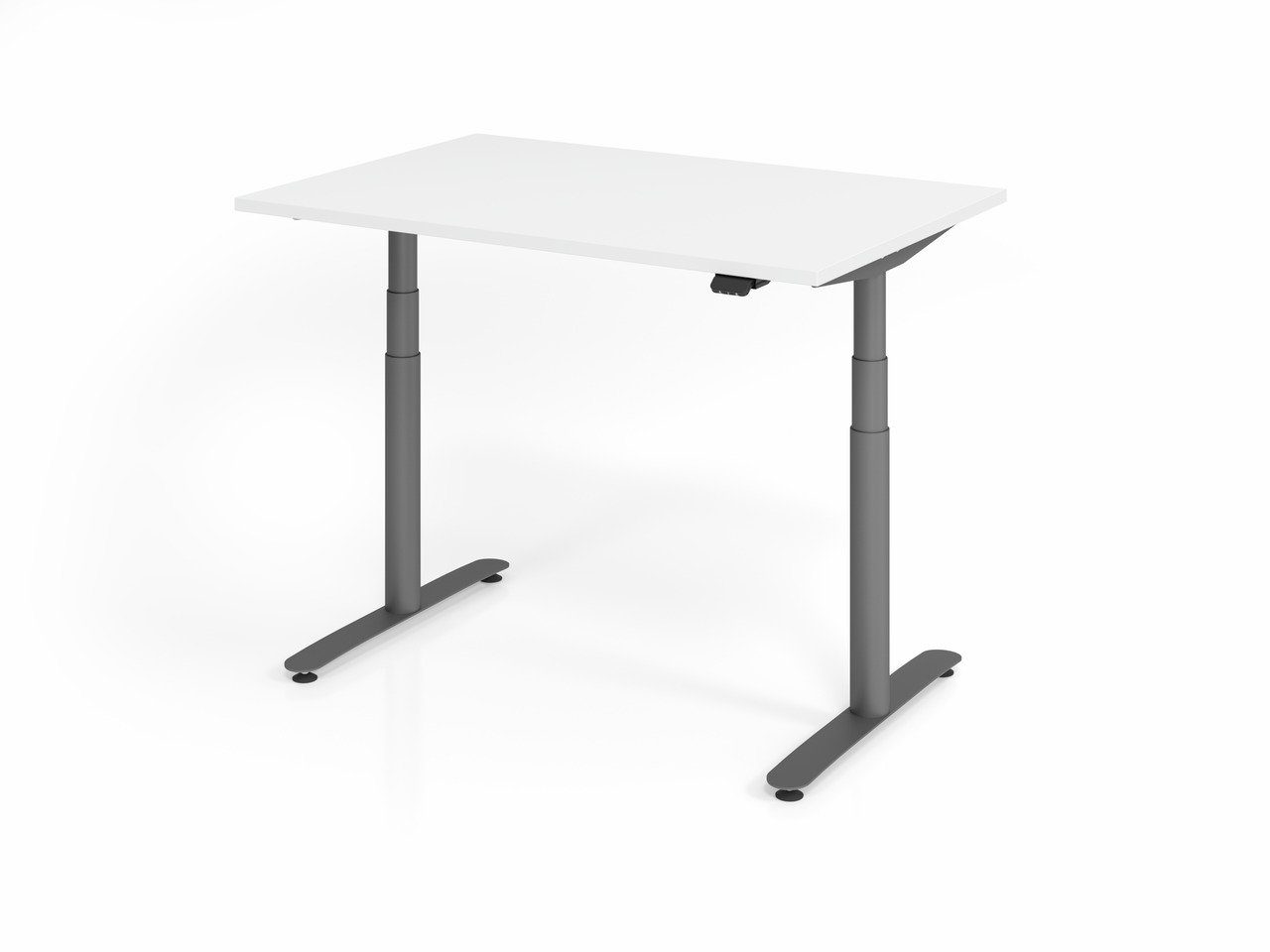 Schreibtisch Weiß Schreibtisch, PROREGAL®  BxT H 63-127cm  Ahorn, Silber 120x80cm, Gestell,