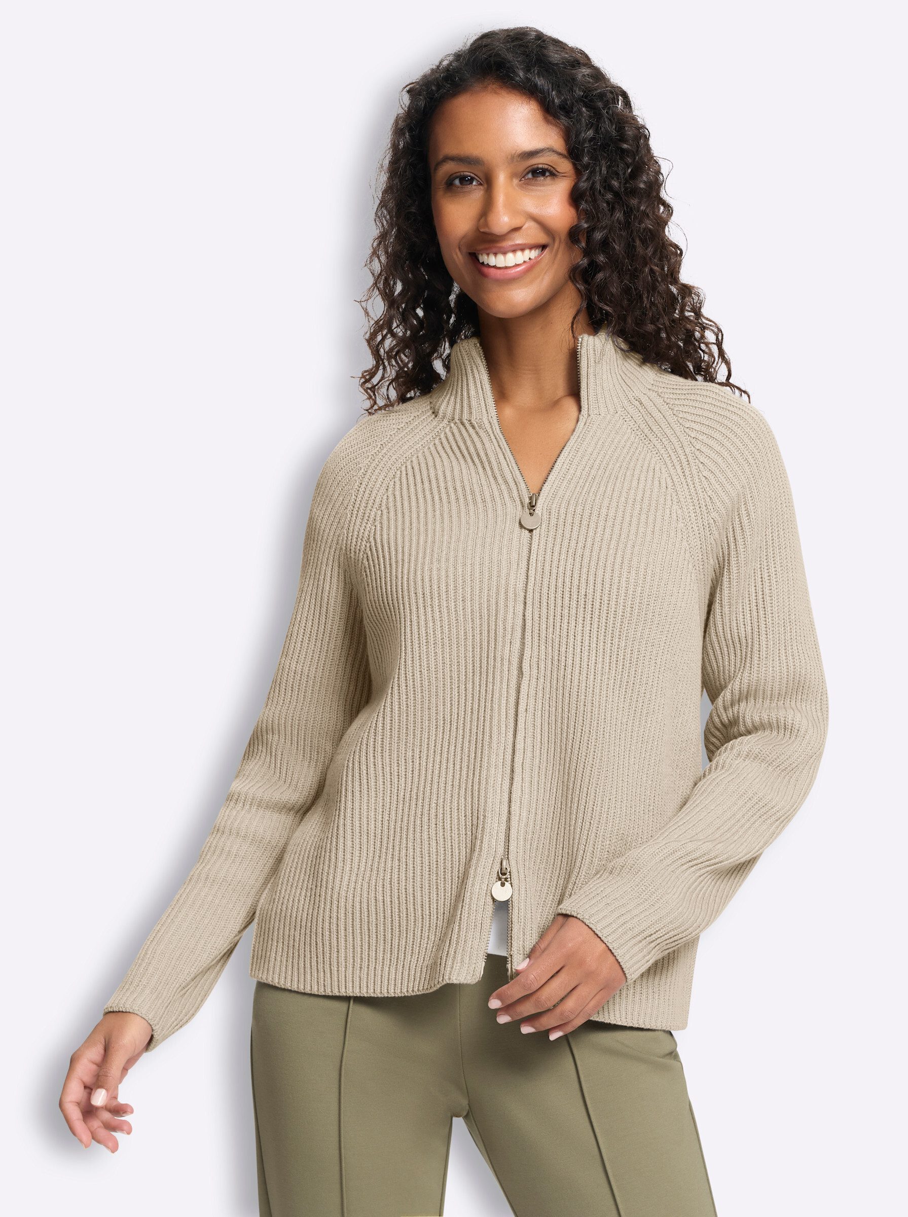 heine Strickjacke Strickjacke Langarm Grobstrick, Ripp