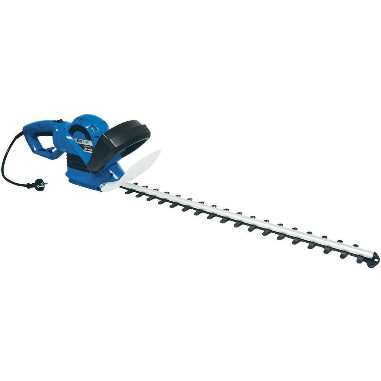 Güde Elektro-Heckenschere 93999, (Einzelgerät, Halterung zur Wandmontage, Schwertschutz), Drehb. Handgriff,Schn.stopp,2hand-Sicherheitssch.