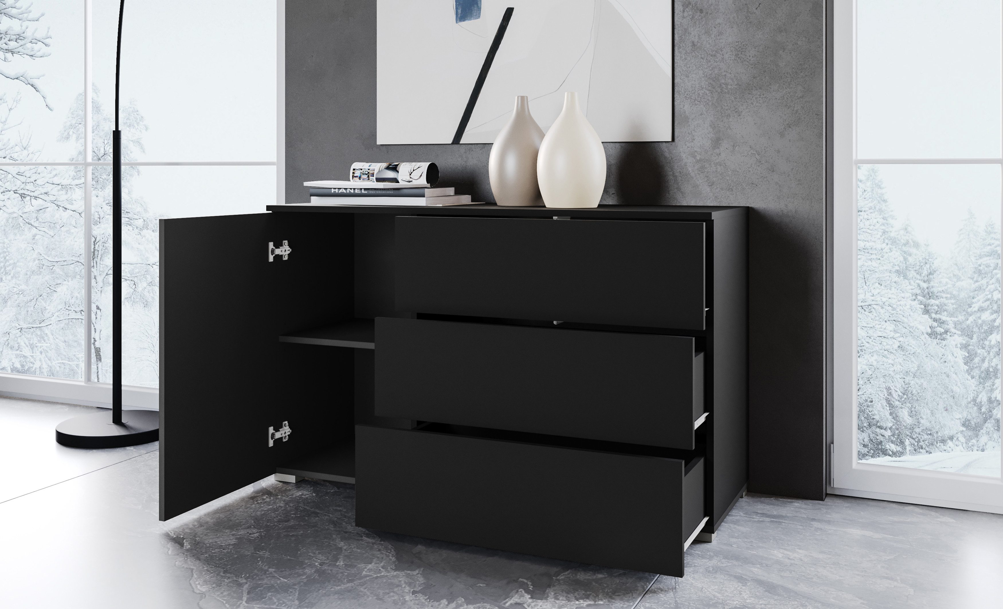OTTO home Sideboard PARIS (1 St), Moderne 110cm breite grifflose Kommode, vielseitig einsetzbar