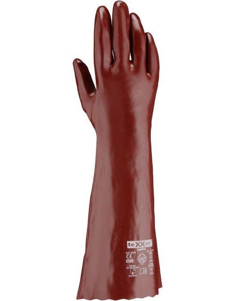 teXXor Arbeitshandschuh-Set Topline Chemikalienschutz-Handschuhe Pvc Rotbraun