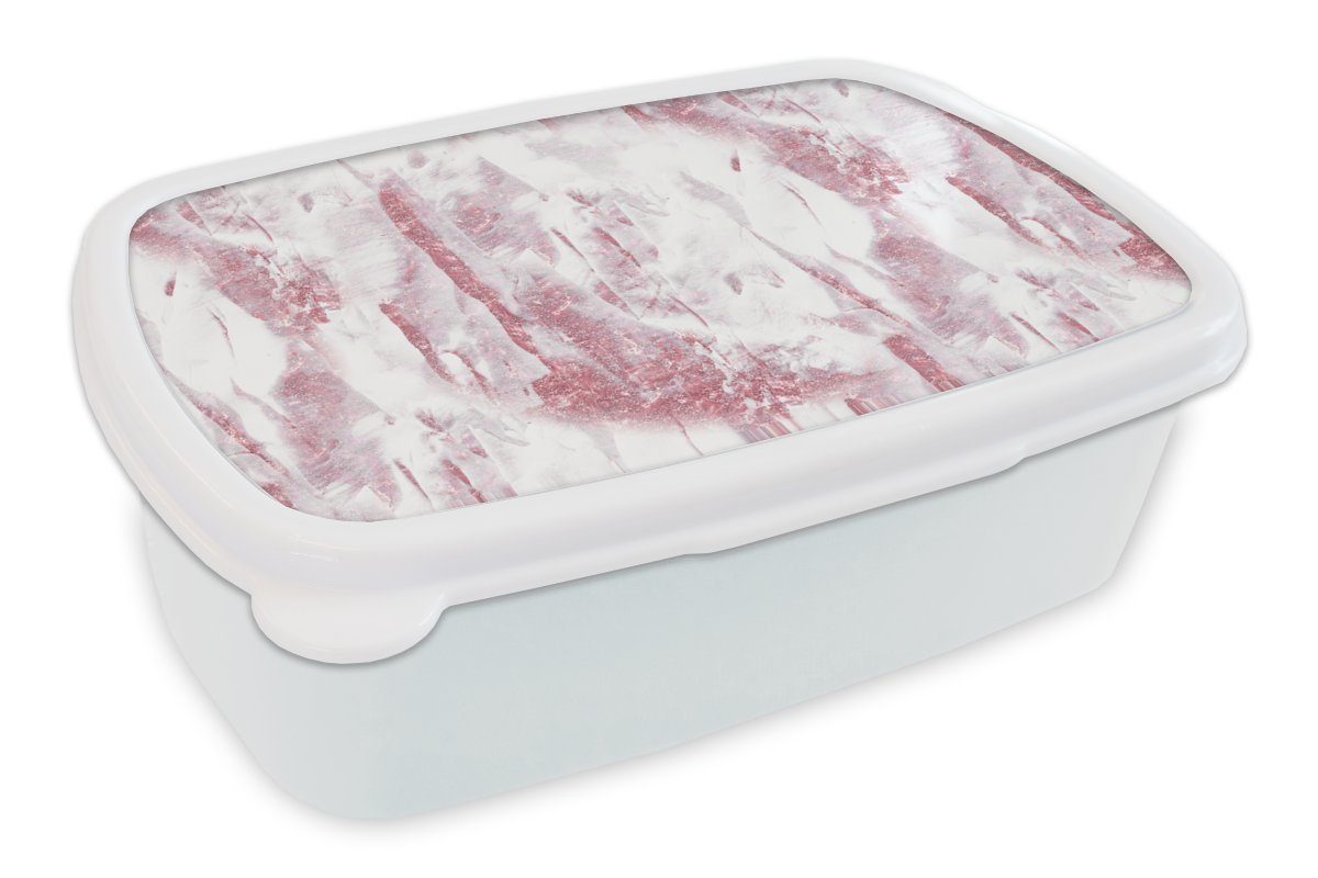 MuchoWow Lunchbox Marmor - Glitzer - Muster - Luxus, Kunststoff, (2-tlg), Brotbox für Kinder und Erwachsene, Brotdose, für Jungs und Mädchen weiß