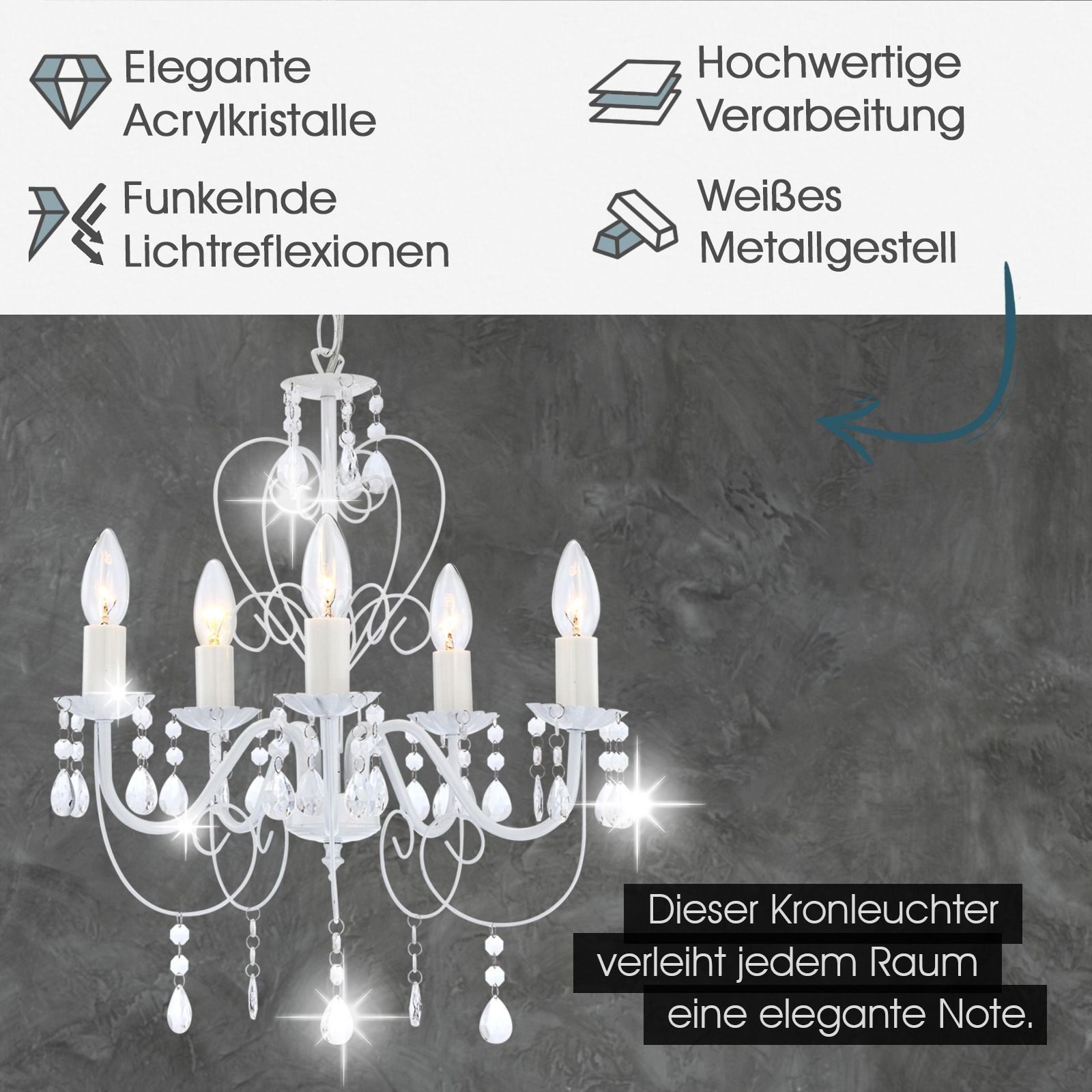 bmf-versand Kronleuchter Kronleuchter Kristall Wohnzimmer Hängelampe günstig online kaufen
