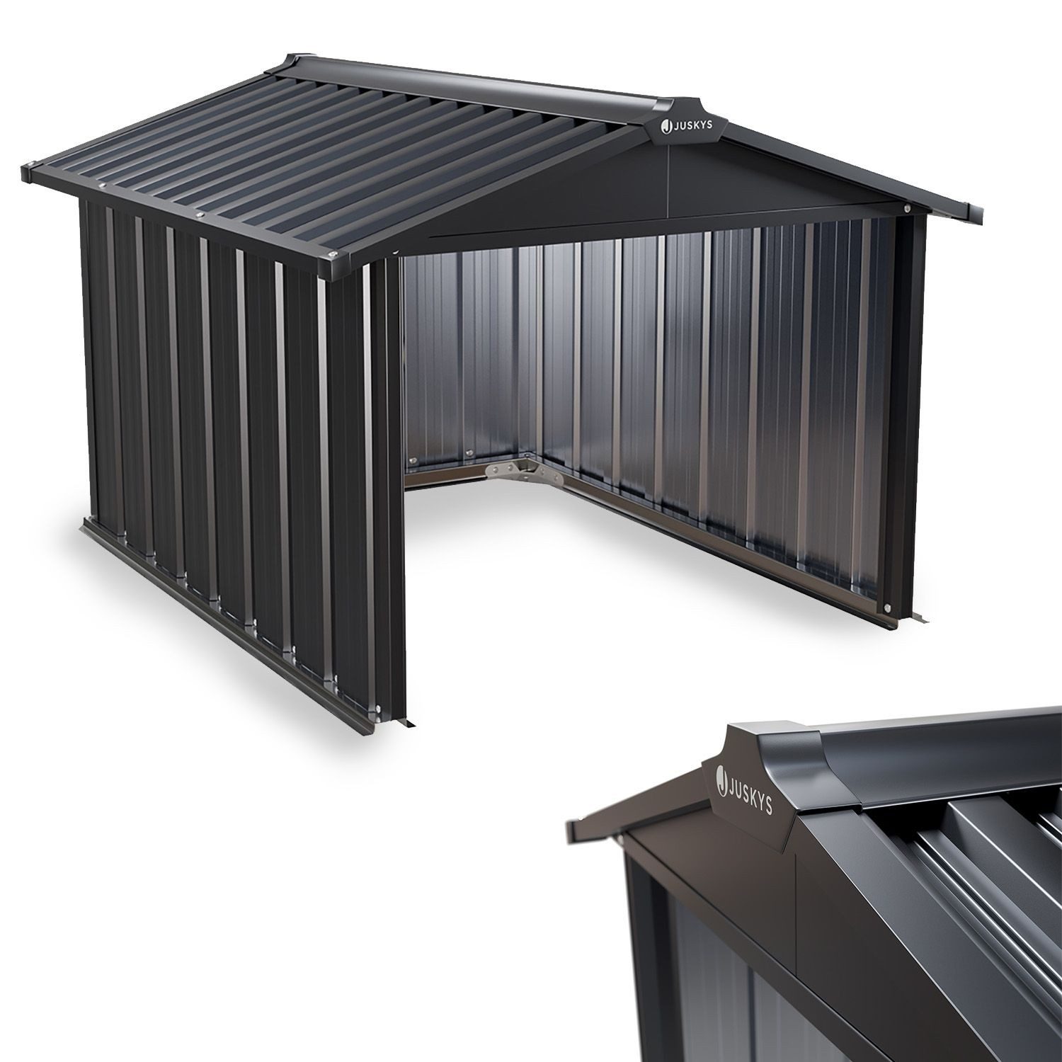 Juskys Mähroboter-Garage MGMT1, BxTxH: 89x98x63 cm, Langlebige Metall Konstruktion aus verzinktem Stahl