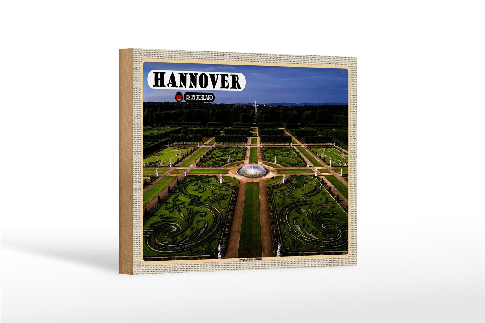 Femer GmbH Holzbild Städte Hannover Herrenhäuser Gärten 18x12 cm, (1 St), Glatte Holzfaserplatte (MDF), vorn beschichtet