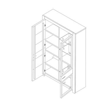 58 aufm Kessel Vitrine Hochvitrine Janel 96x200x37 Vitrine Wild Eiche/Asteiche massiv geölt (1-St)